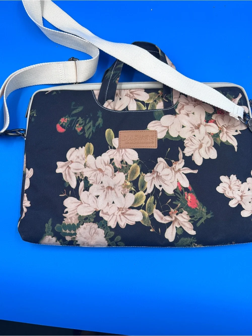 Dachee Floral Tote Bag - Navy with Blush Flowers